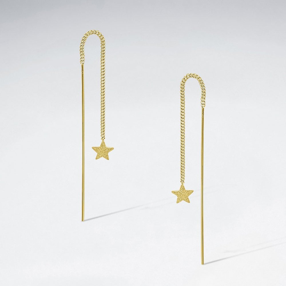 Matte Finishing Wish Upon a Star Sterling Silver Threader Earrings
