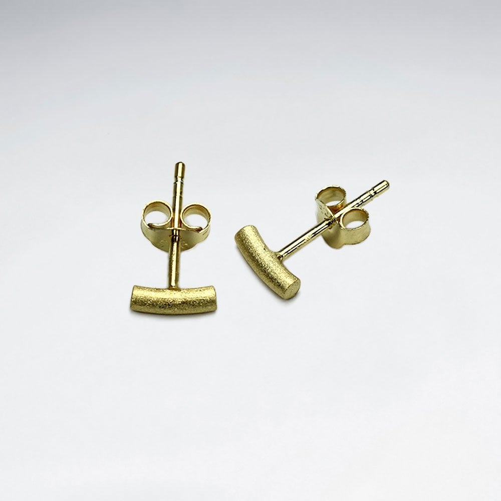 925 Sterling Silver Simple Matte Bar Stud Earrings