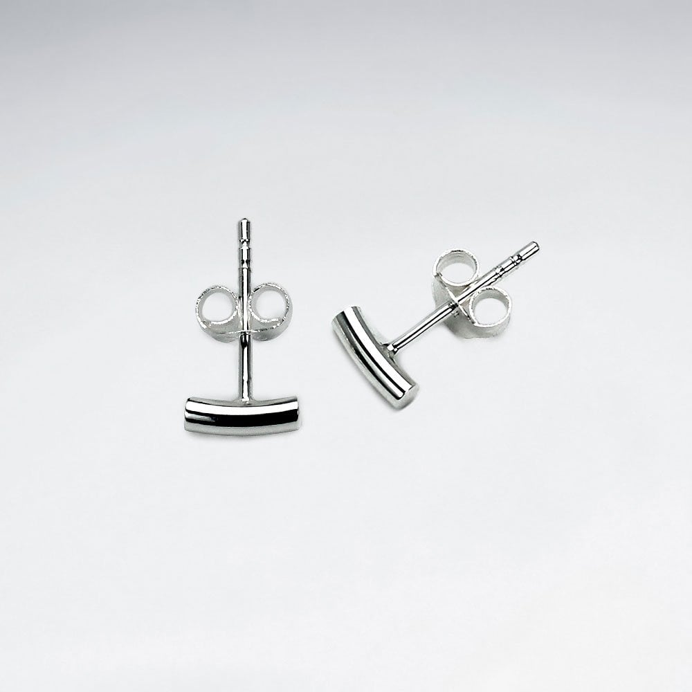 925 Sterling Silver Simple Matte Bar Stud Earrings