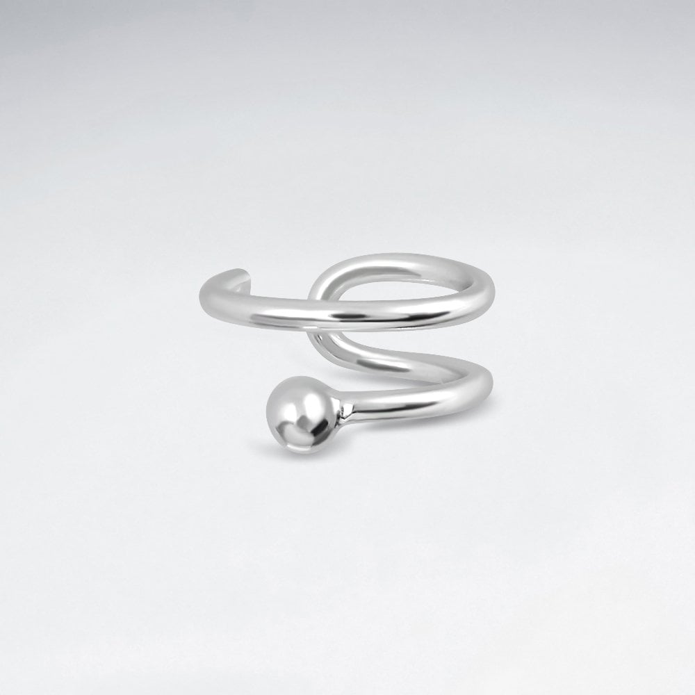Sterling Silver Spiral Ball Ear Cuff