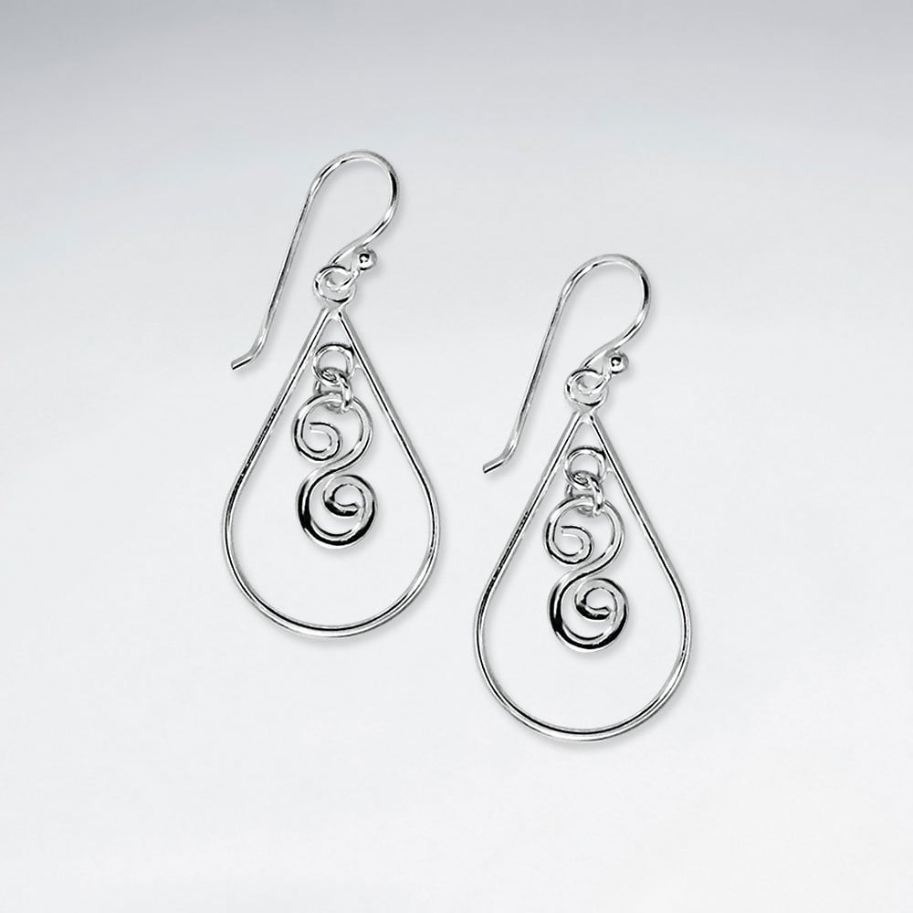 Polished Gorgeous Ornate Open Teardrop Earrings With Stunning Silver  Details
