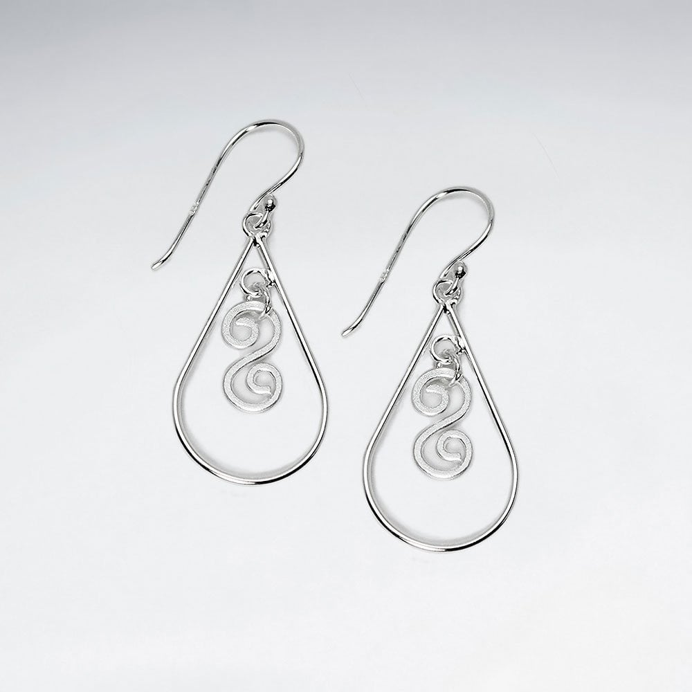 Polished Gorgeous Ornate Open Teardrop Earrings With Stunning Silver  Details