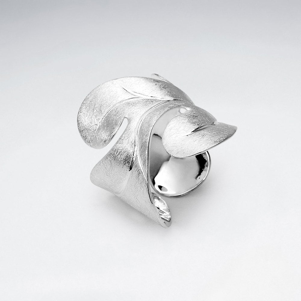 Golden Glow Wrapped Leaf Ring in Sterling Silver