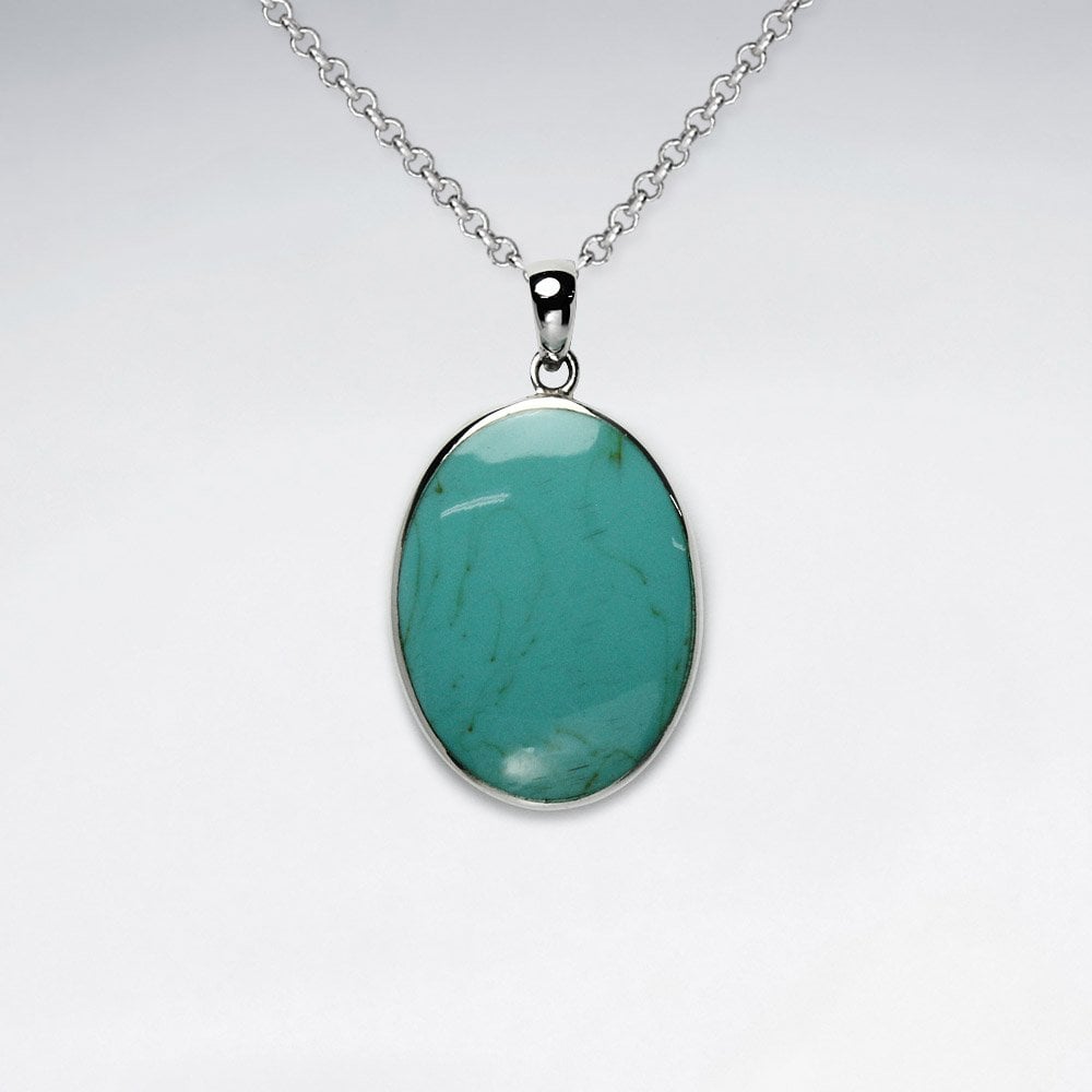 Traditions Oval Turquoise & Silver Pendant