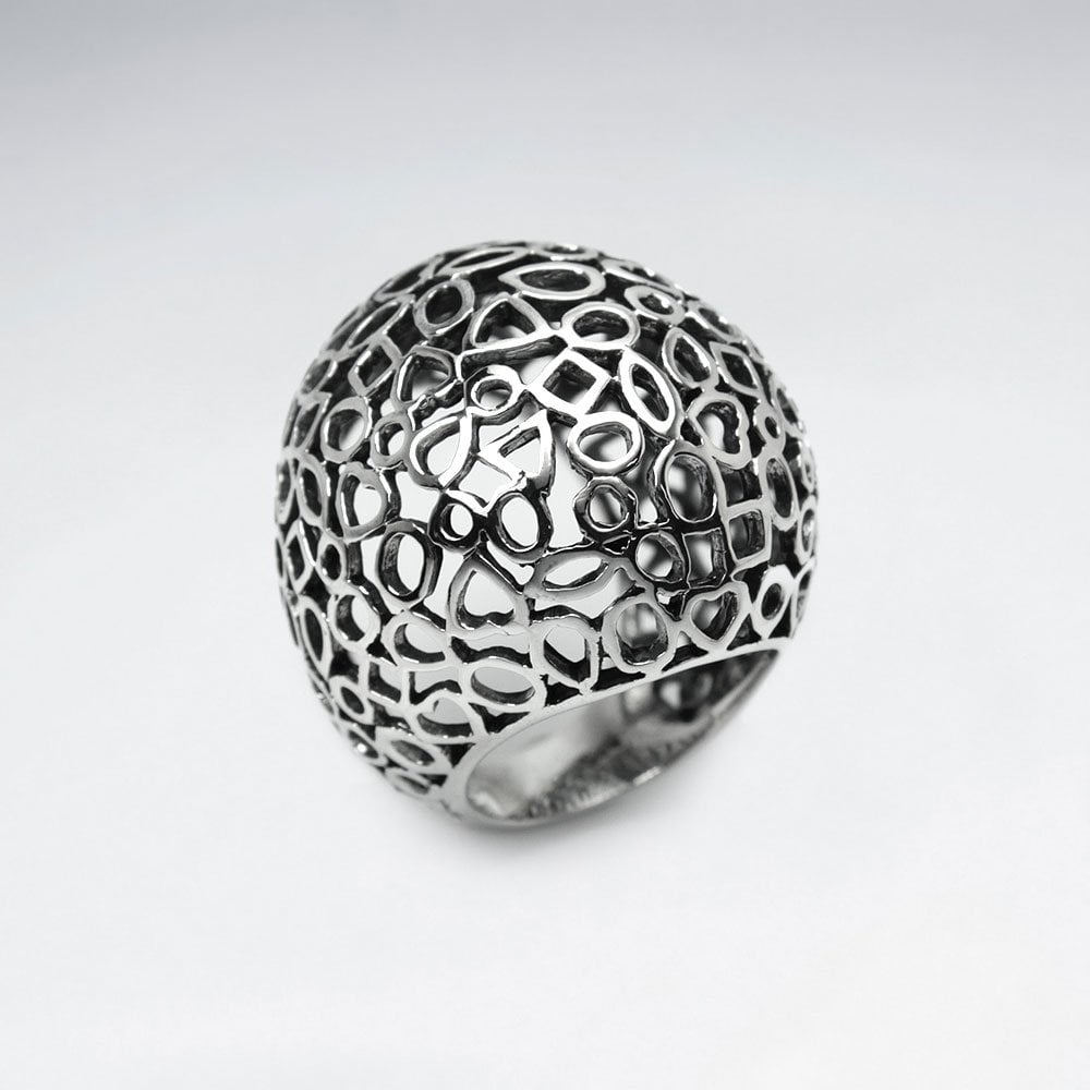 Sterling Silver Filigree Puff Ring