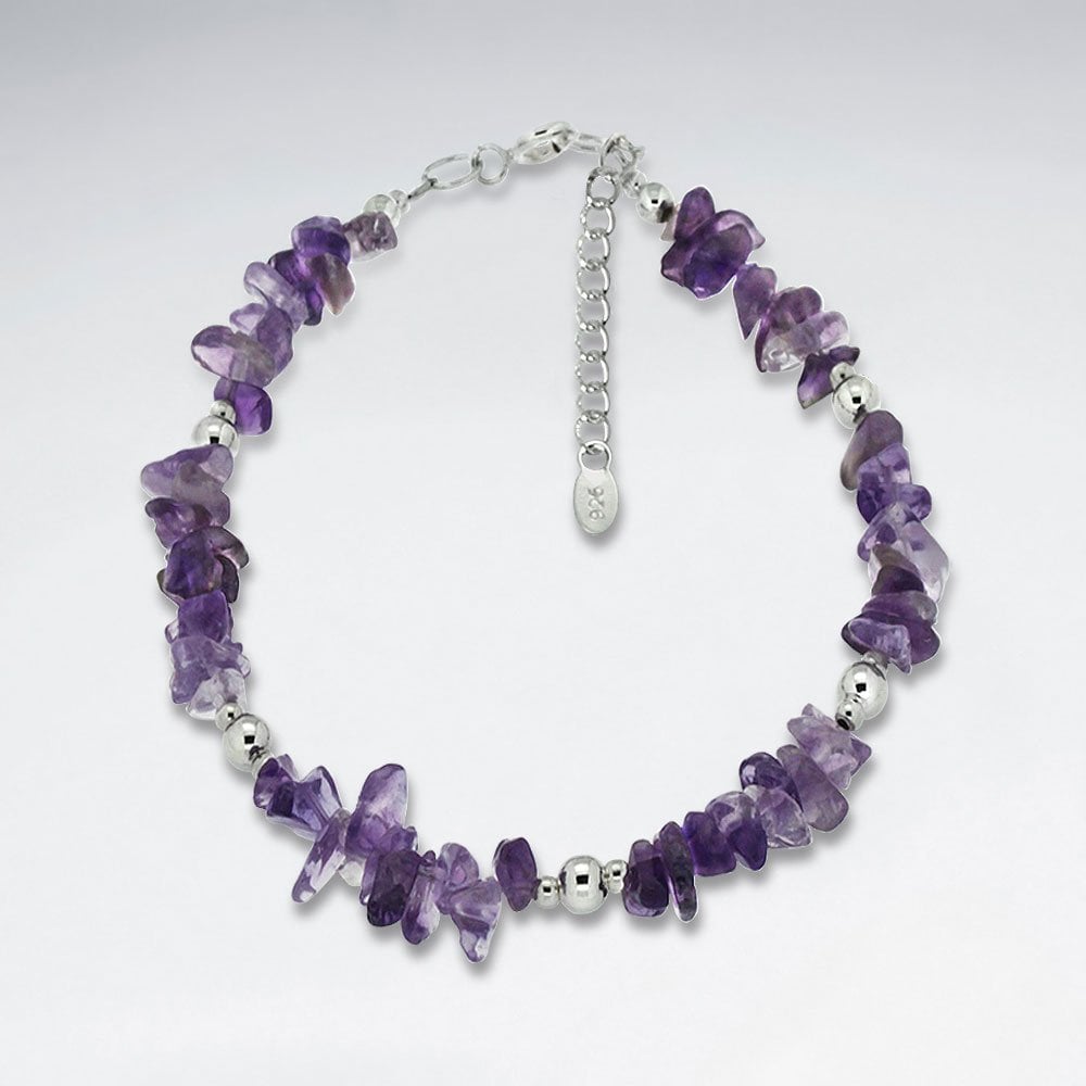 7" Nugget And Silver Bead Bracelet