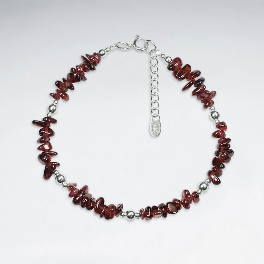 7" Nugget And Silver Bead Bracelet