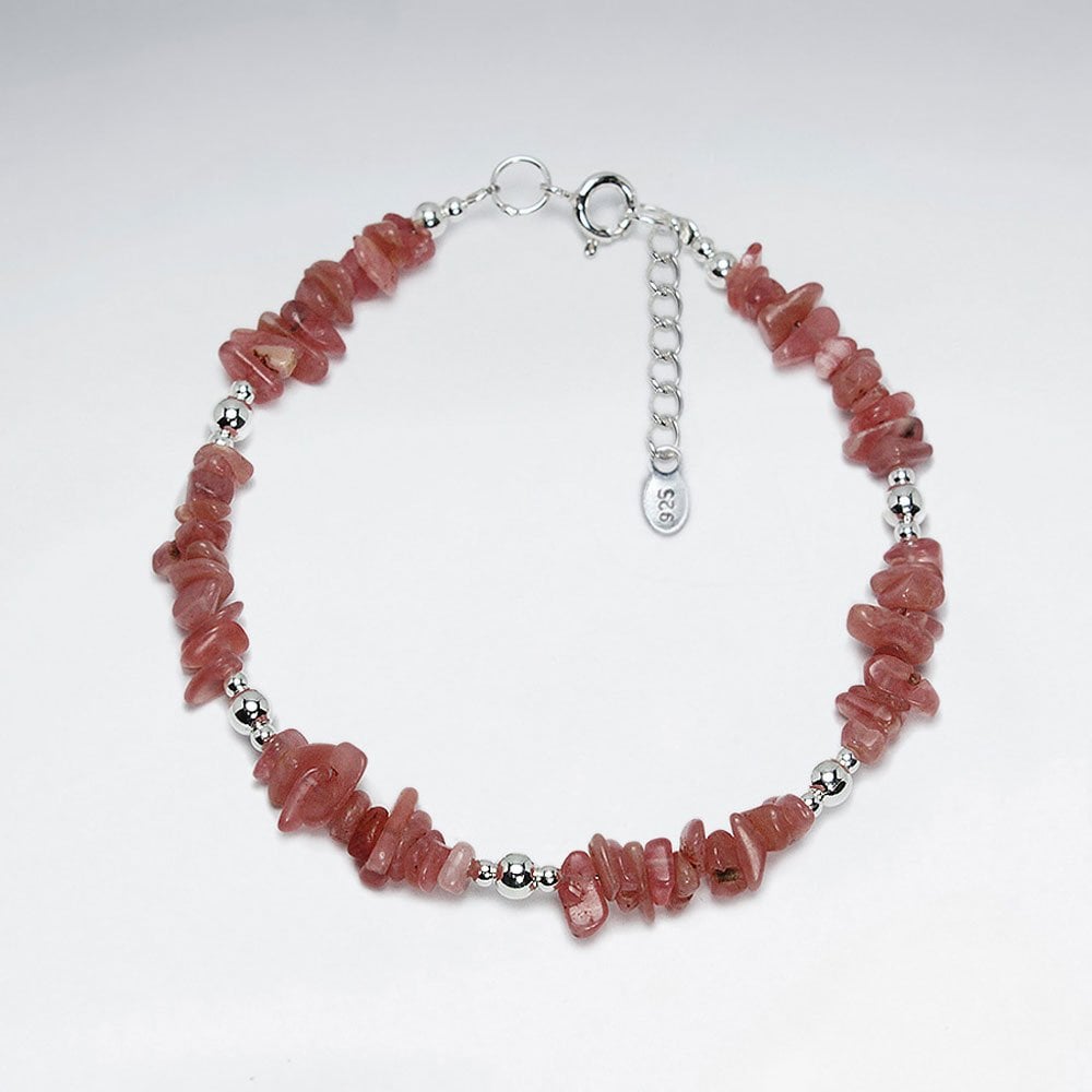 7" Nugget And Silver Bead Bracelet