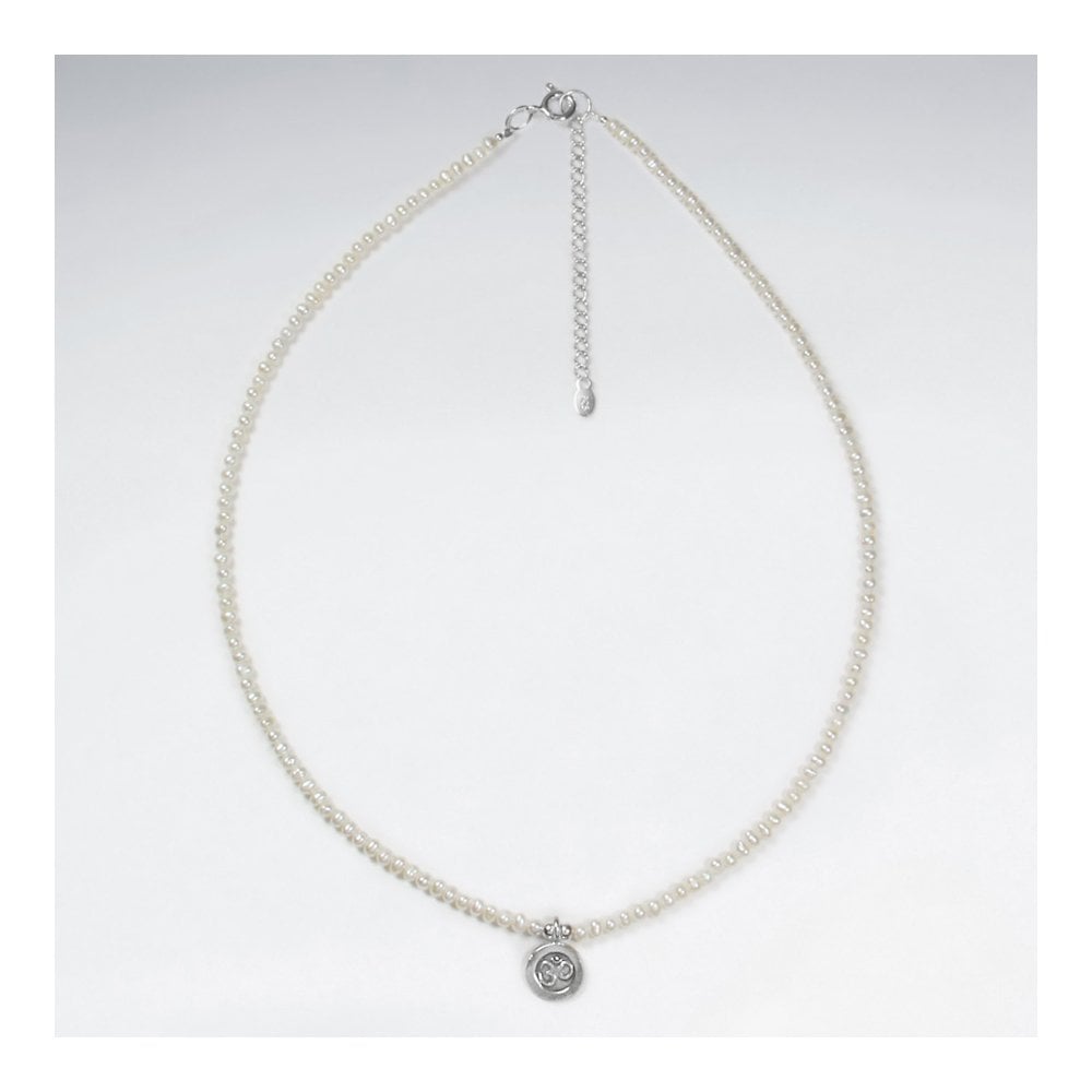 16.5" Adjustable Necklace in Sterling Silver With Round Pendant