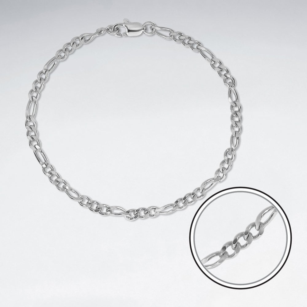 Sterling Silver Figaro Cable Chain Bracelet