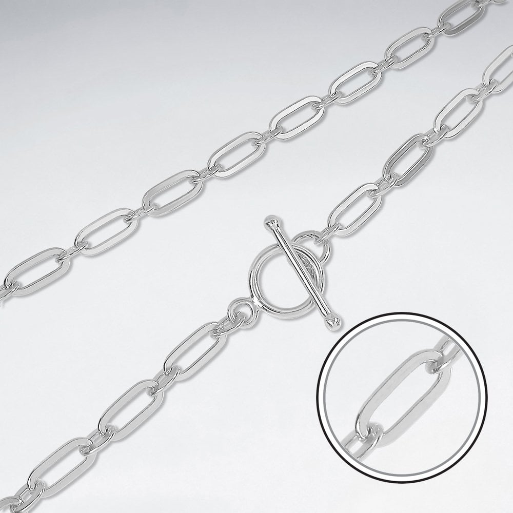 Sterling Silver Elongated Cable Chain Necklace