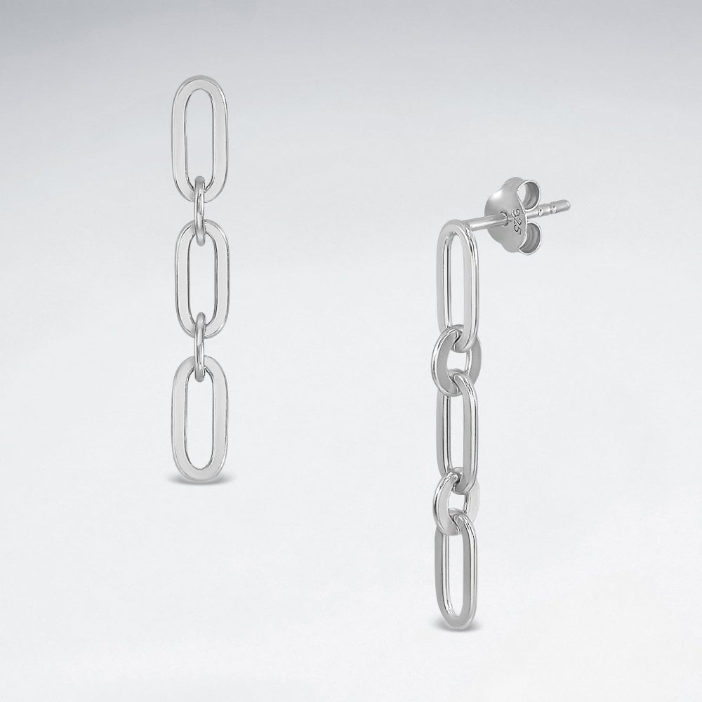 Sterling Silver Cable Chain Dangle Stud Earrings