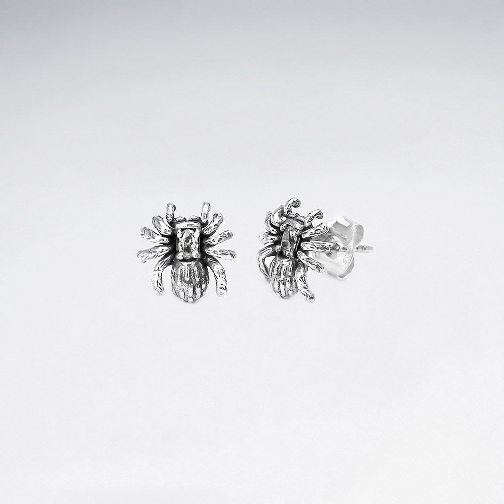 Sterling Silver and CZ Spider Stud Earrings