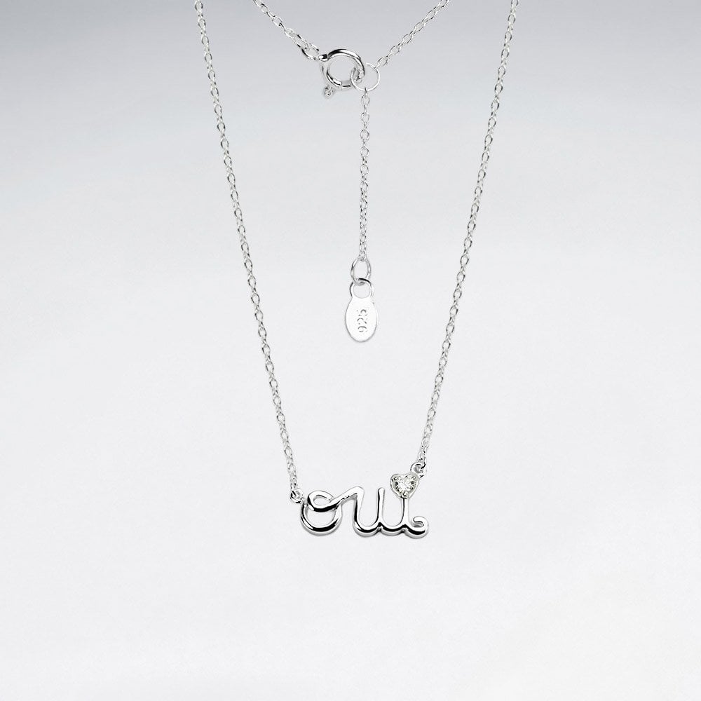 Sterling Silver and CZ "Oui" Necklace