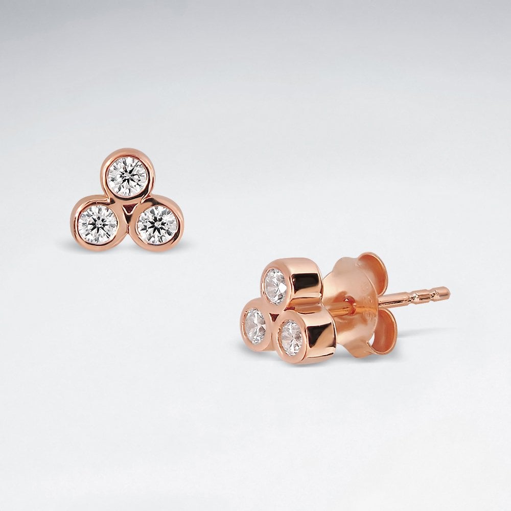 Sterling Silver and CZ Cluster Stud Earrings