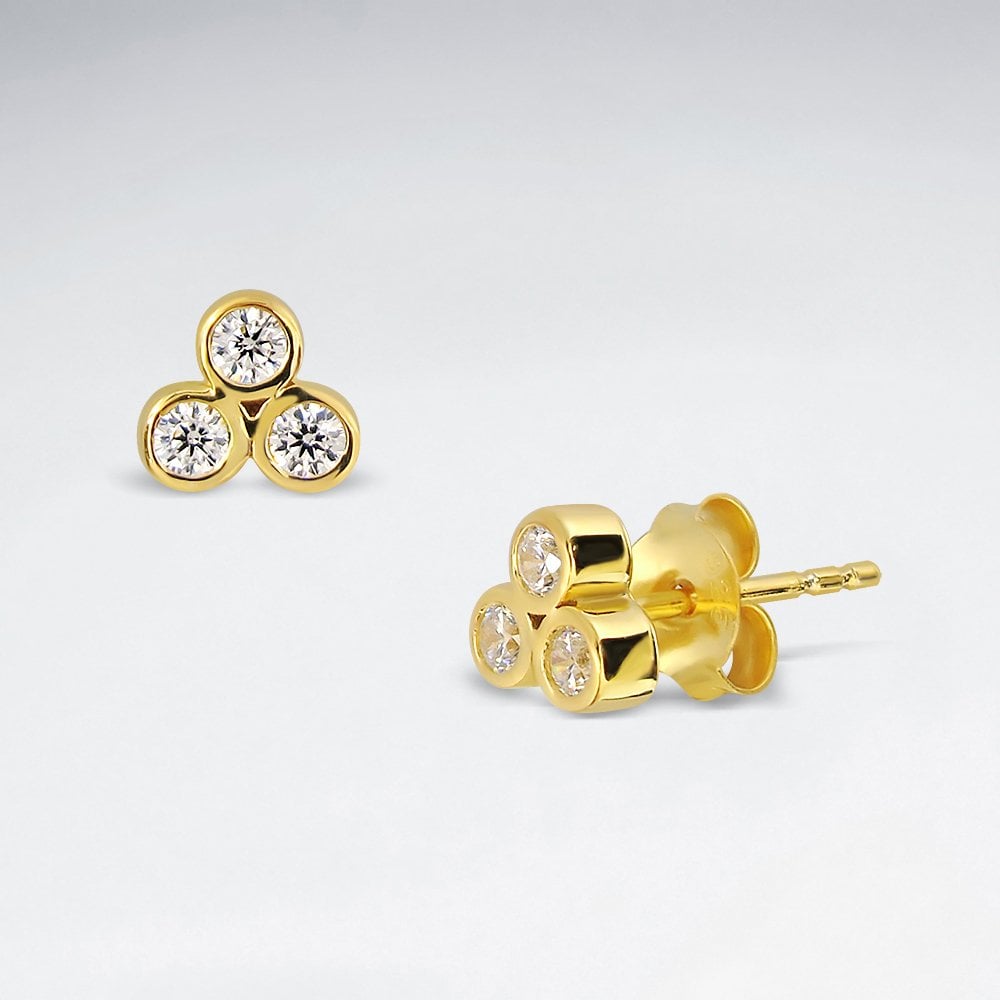 Sterling Silver and CZ Cluster Stud Earrings
