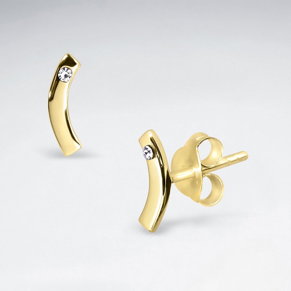 Sterling Silver and CZ Curvilinear Stud Earrings