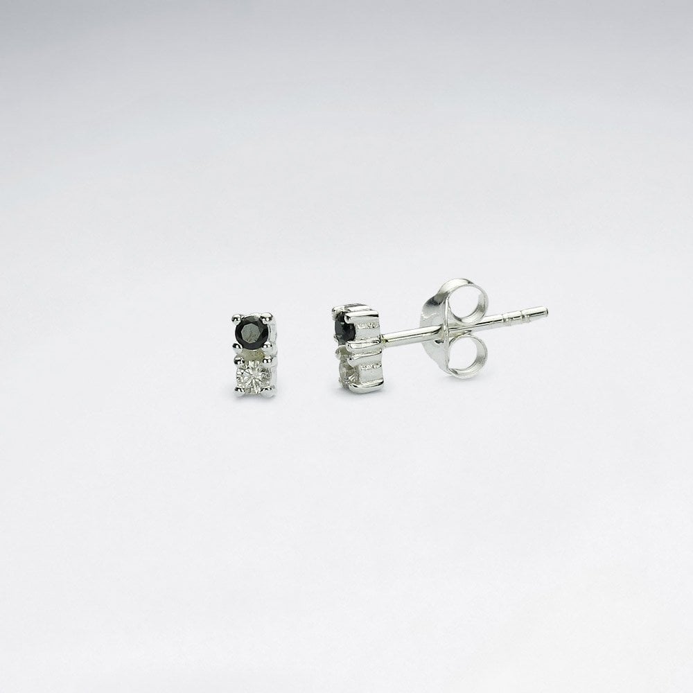 Sterling Silver and CZ Drop Stud Earrings