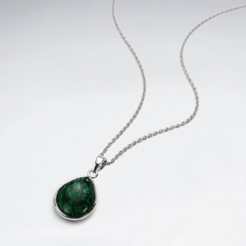 Sterling Silver Faceted Teardrop Gemstone Necklace