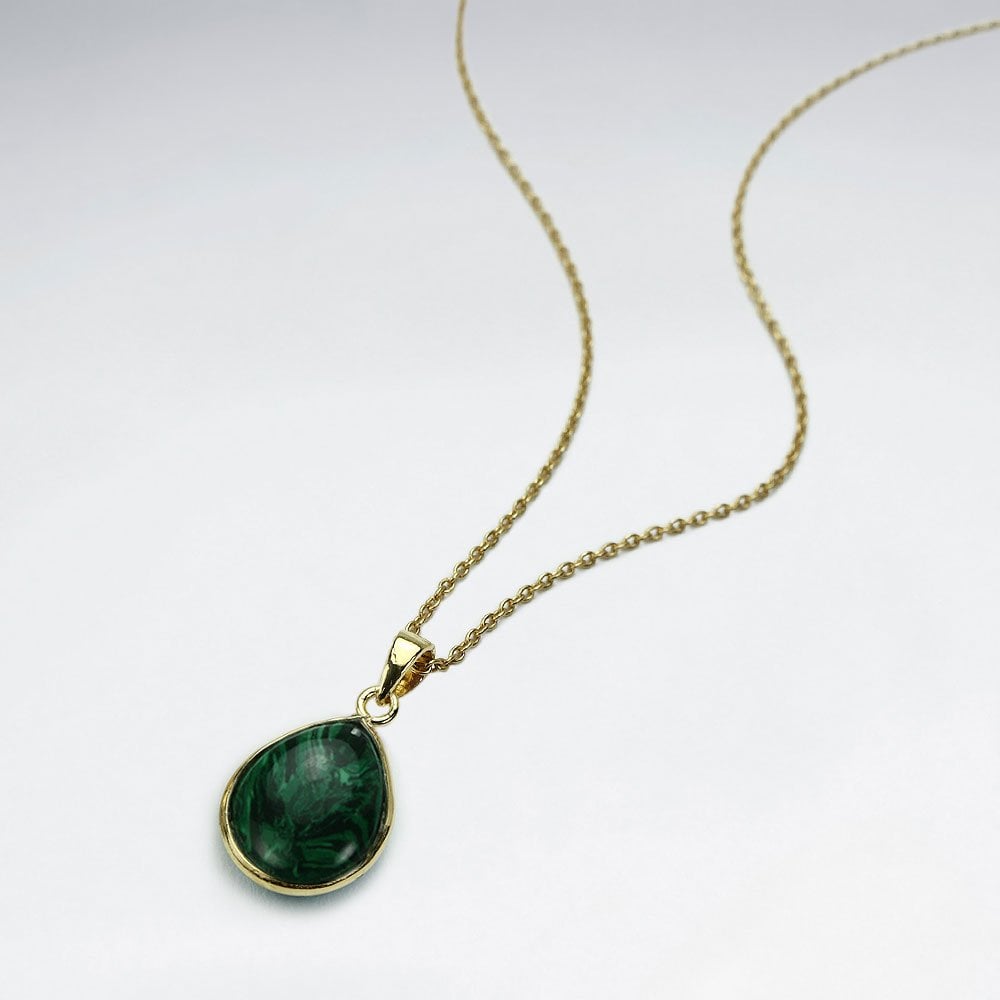 Sterling Silver Faceted Teardrop Gemstone Necklace