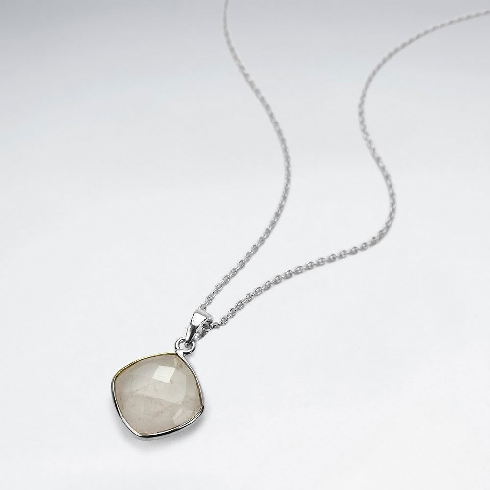 Sterling Silver Faceted Teardrop Gemstone Necklace