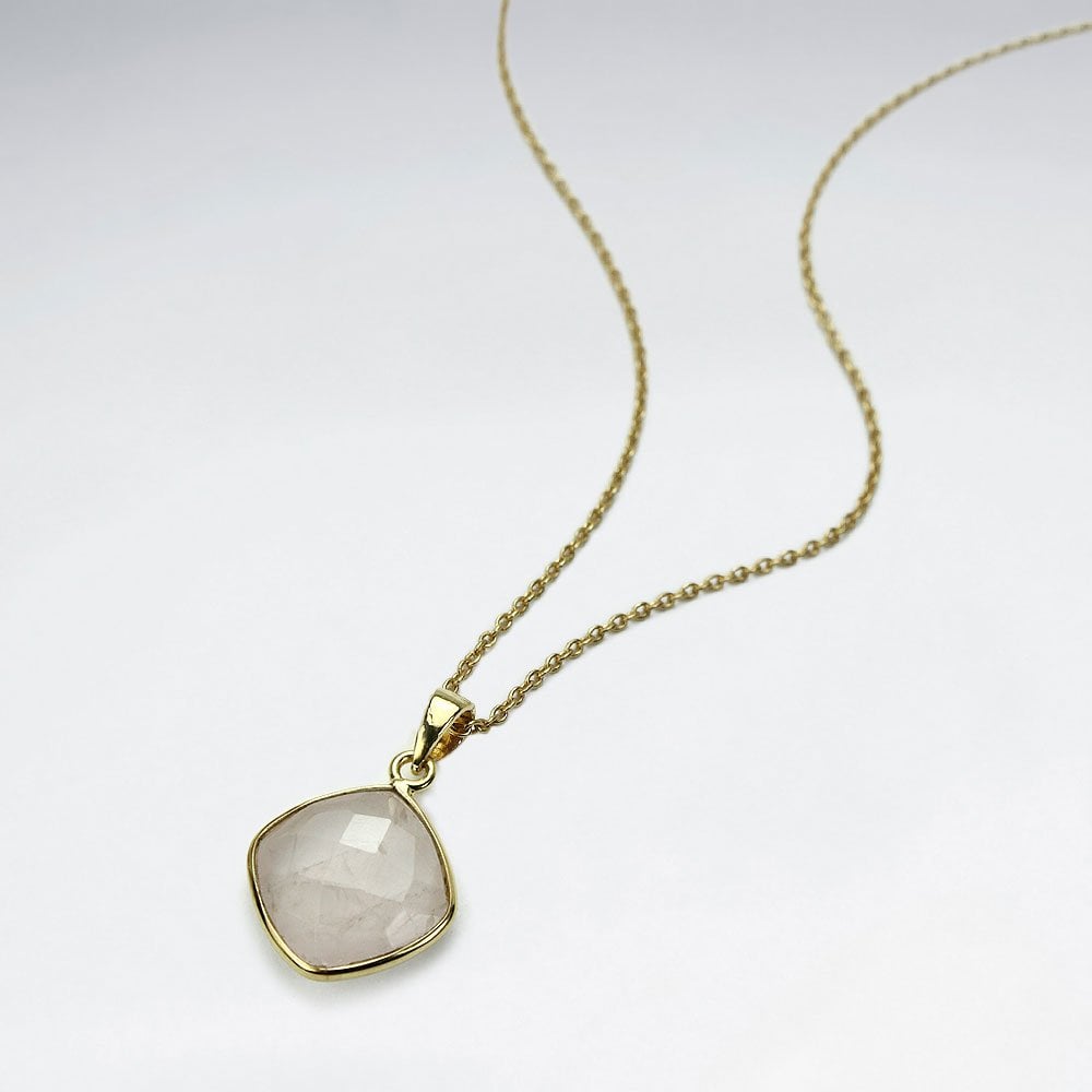 Sterling Silver Faceted Teardrop Gemstone Necklace