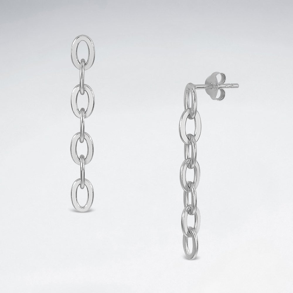 Sterling Silver Cable Link Stud Earrings