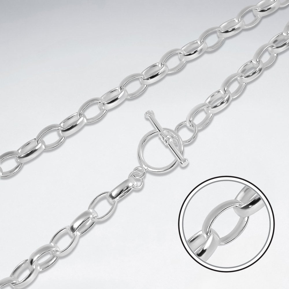 Sterling Silver Cable Necklace with Toggle Clasp
