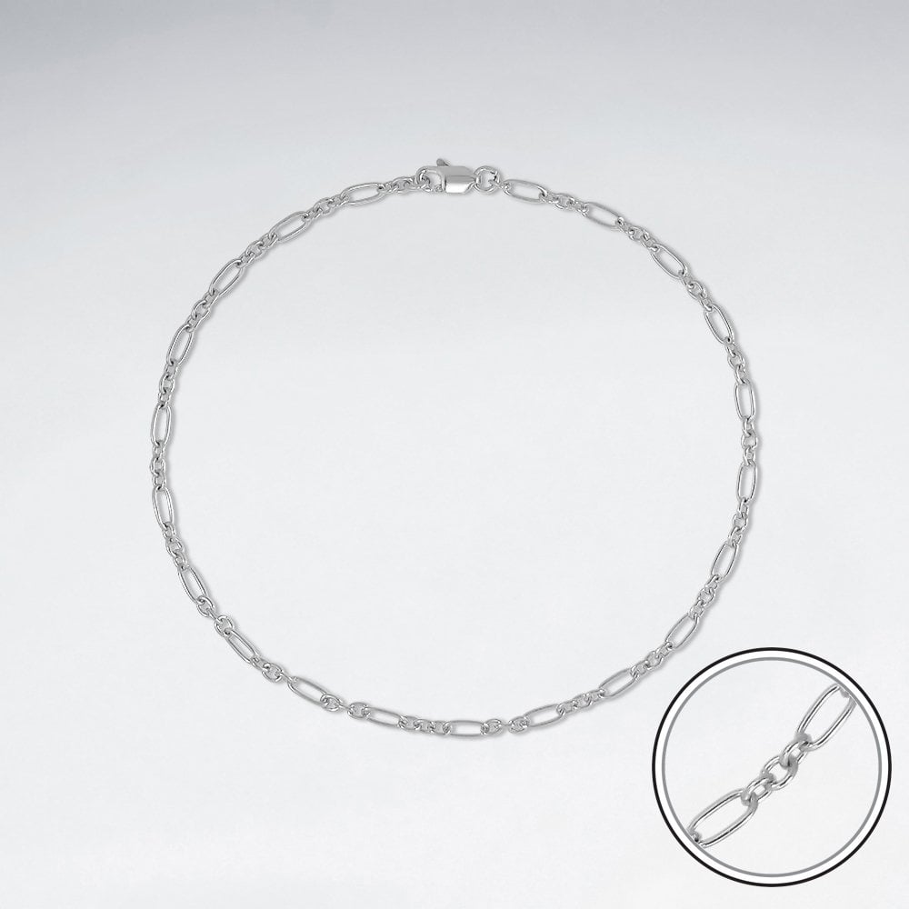 Sterling Silver Mother and Son Cable Anklet Chain