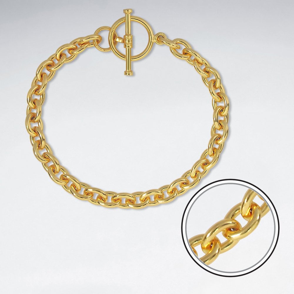 925 Sterling Silver Cable Link Toggle Bracelet