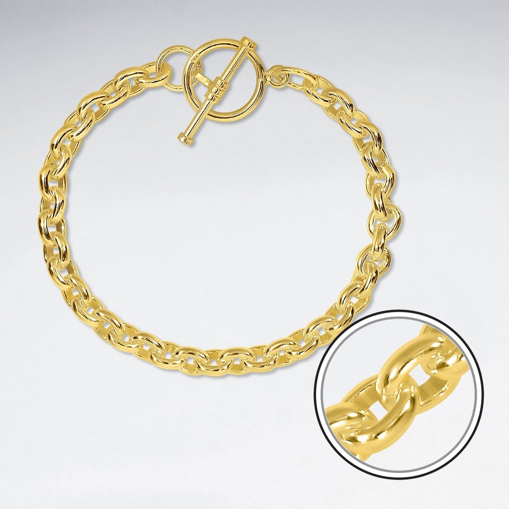 Sterling Silver Cable Link Toggle Bracelet
