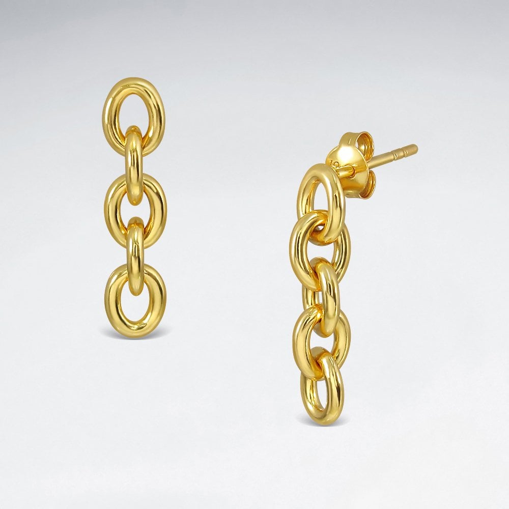 Sterling Silver Dangle Chain Stud Earrings