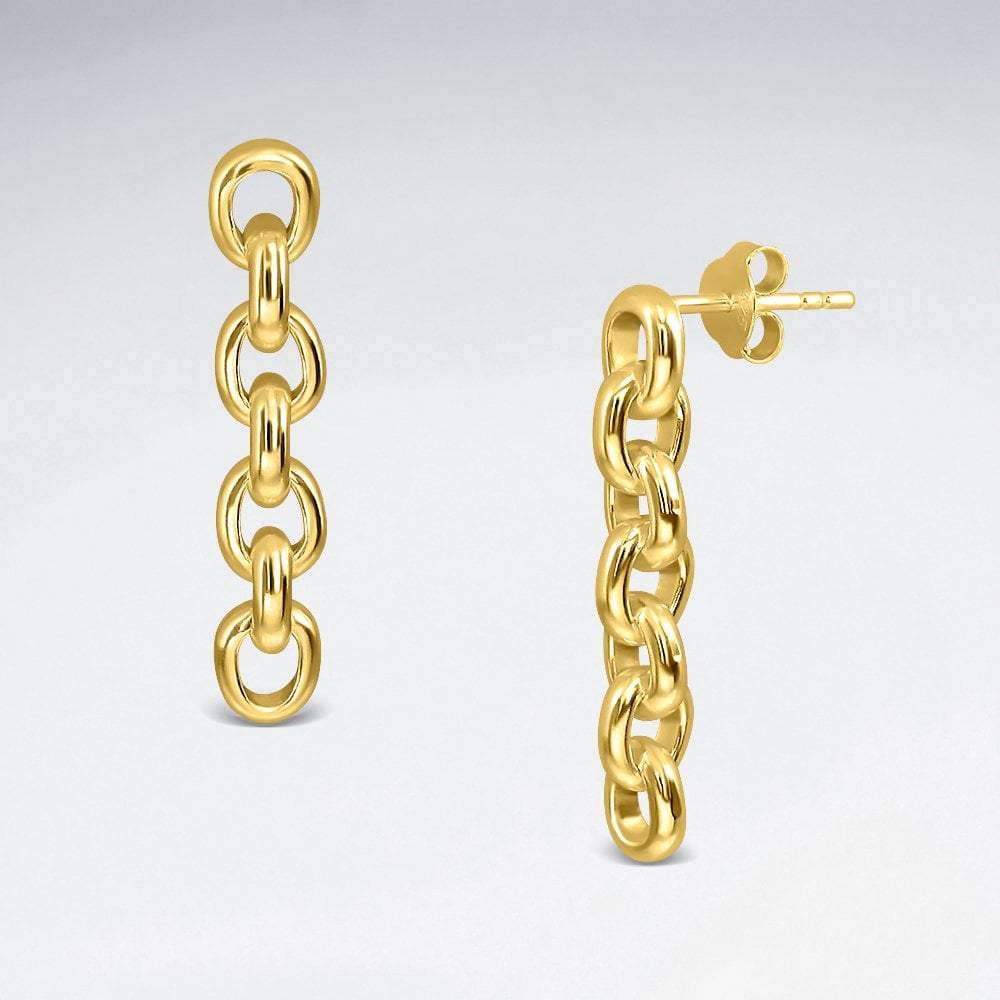 Sterling Silver Dangle Cable Stud Earrings