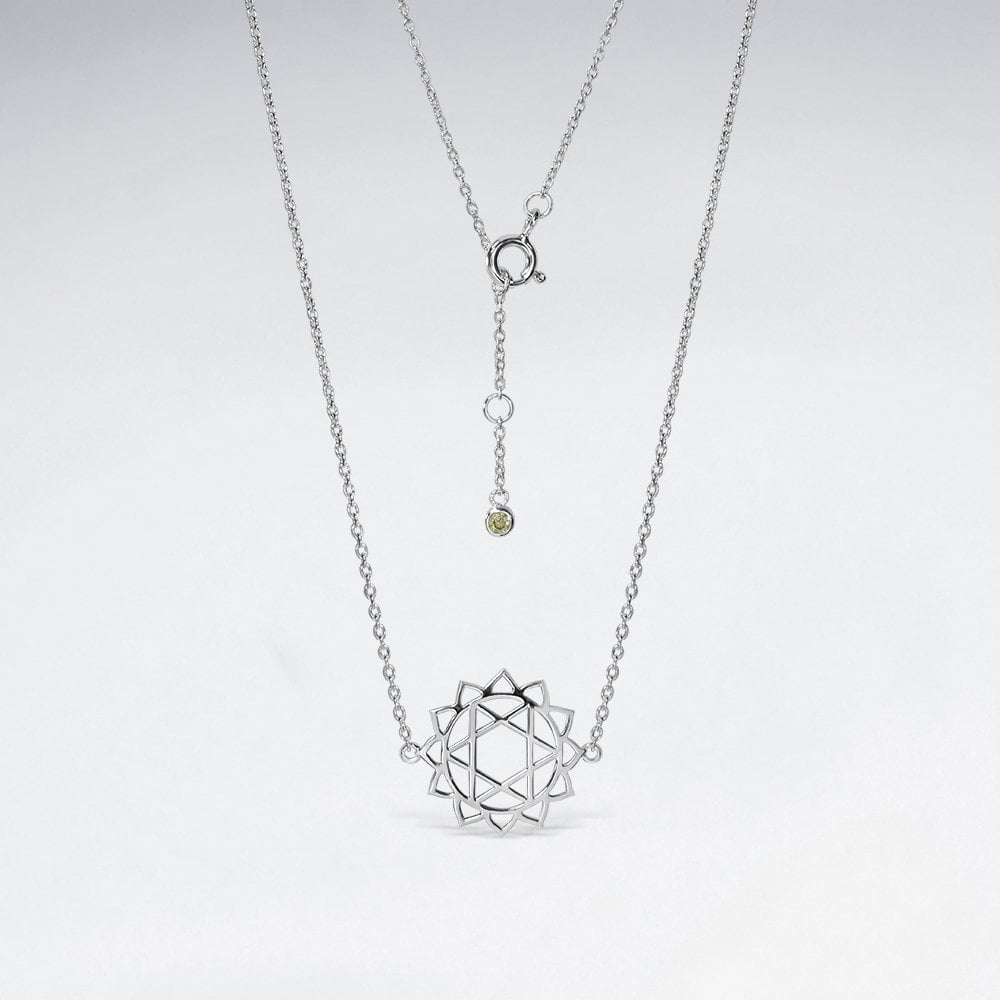 Sterling Silver CZ Heart Chakra Anahata Necklace