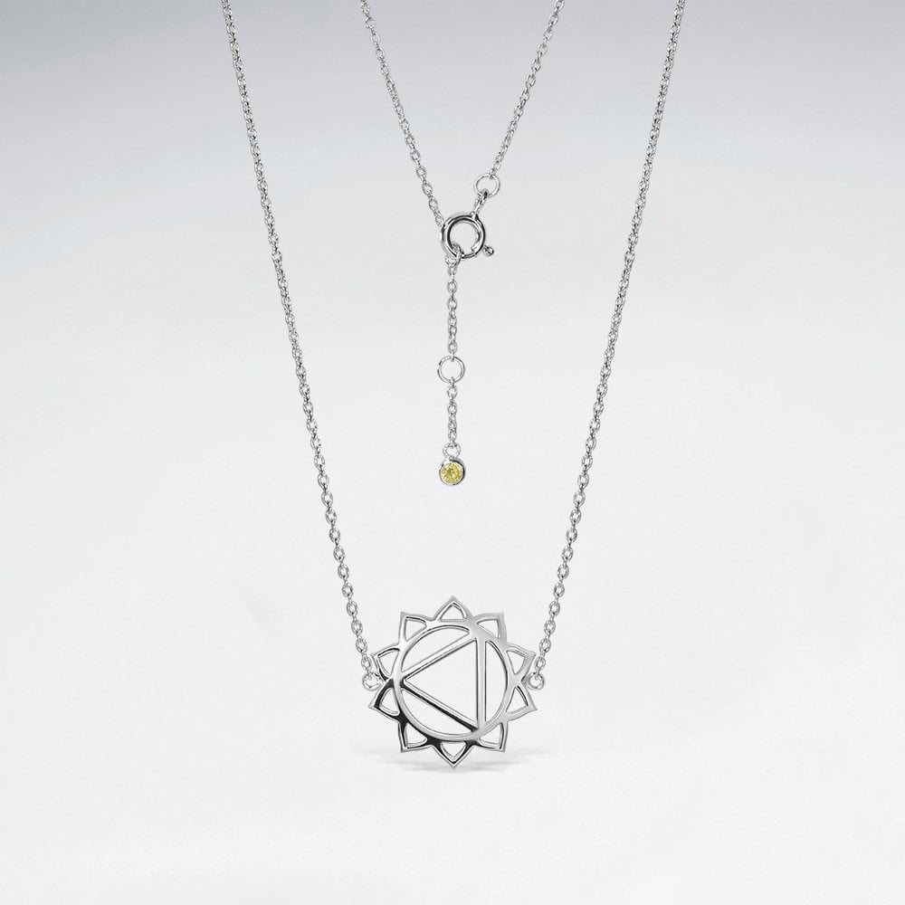 Silver CZ Solar Plexus Manipura Chakra Necklace