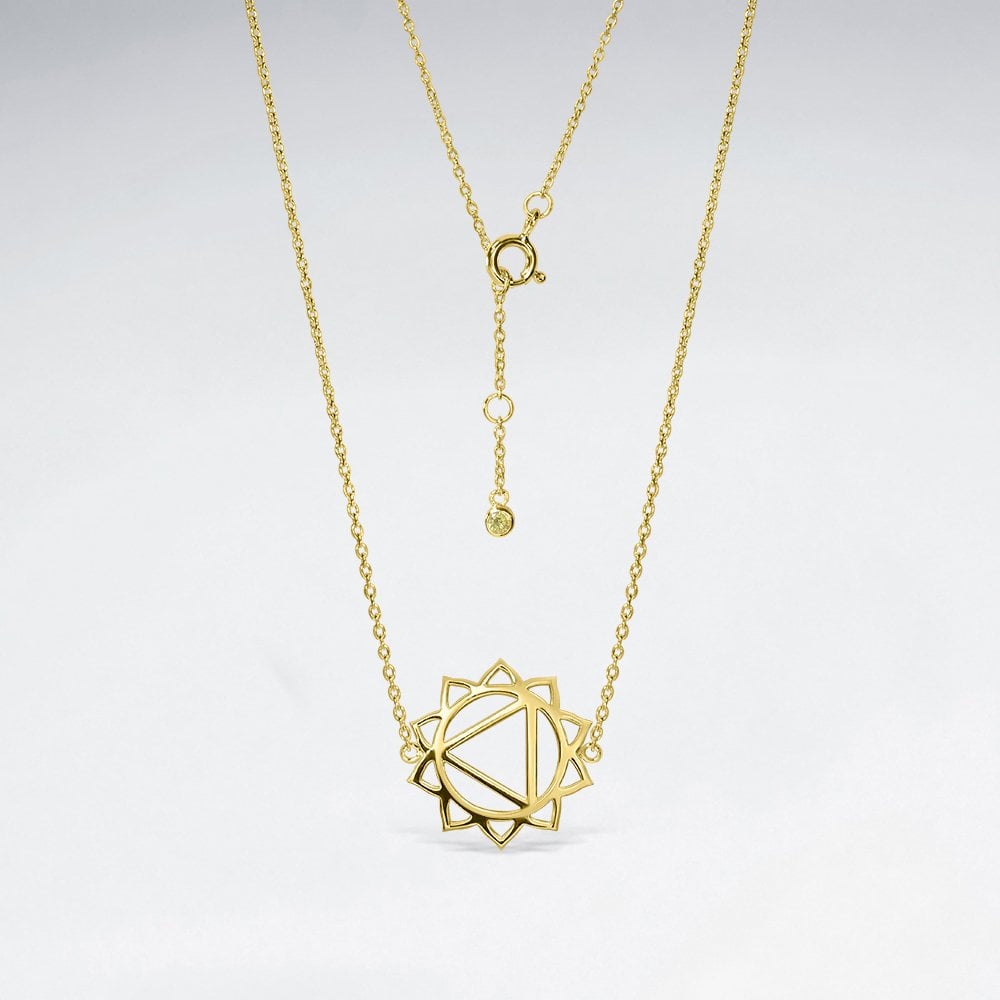 Silver CZ Solar Plexus Manipura Chakra Necklace