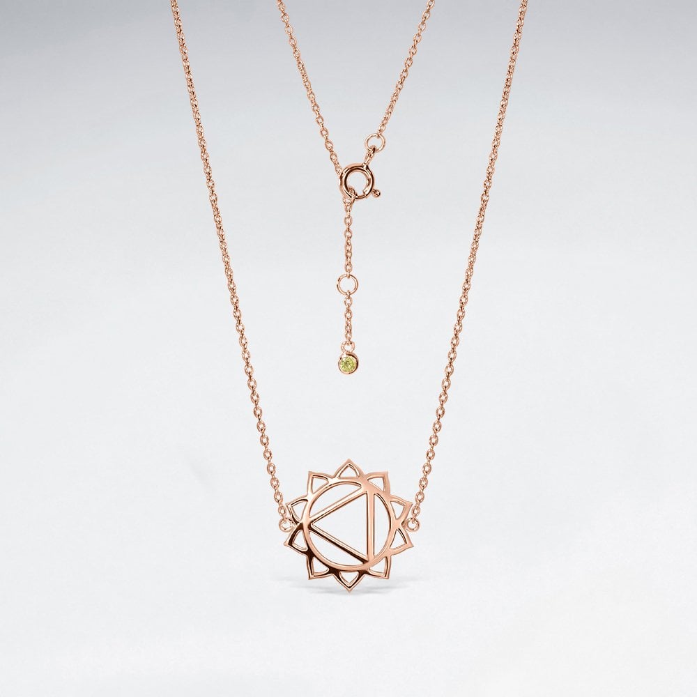 Silver CZ Solar Plexus Manipura Chakra Necklace