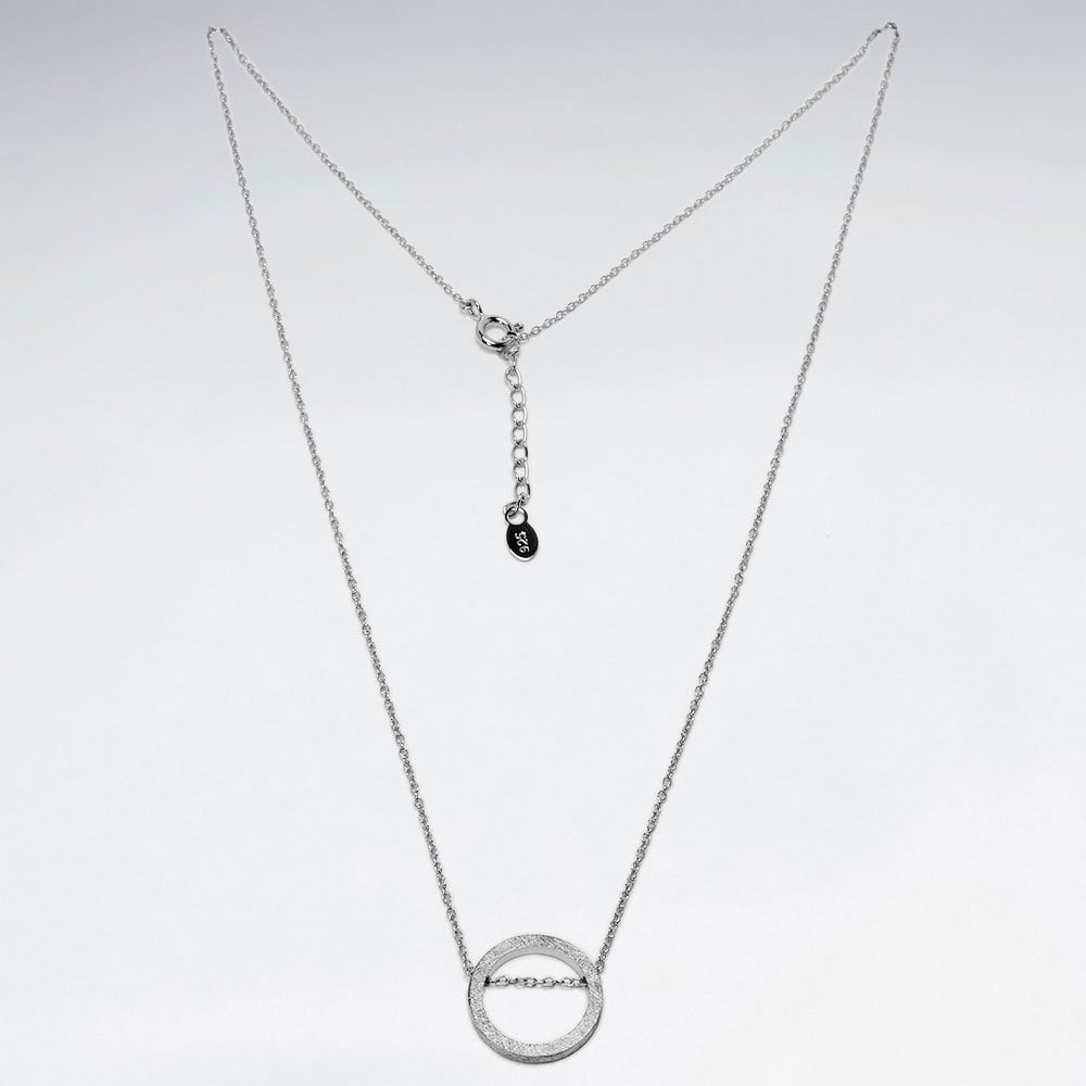 925 Sterling Silver Geometric Circle Necklace