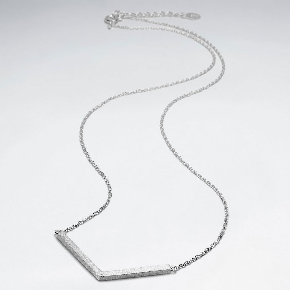 Sterling Silver Chevron Bar Necklace