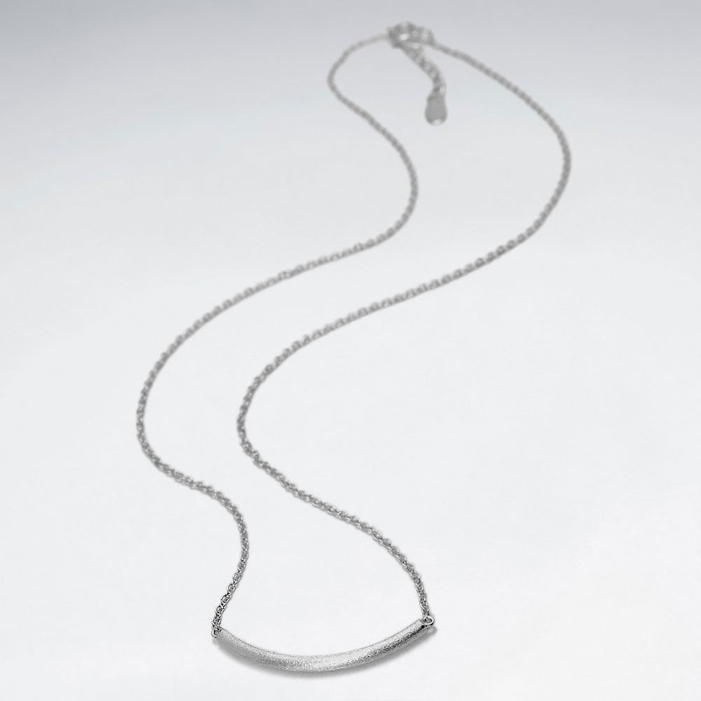 Sterling Silver Curved Bar Necklace