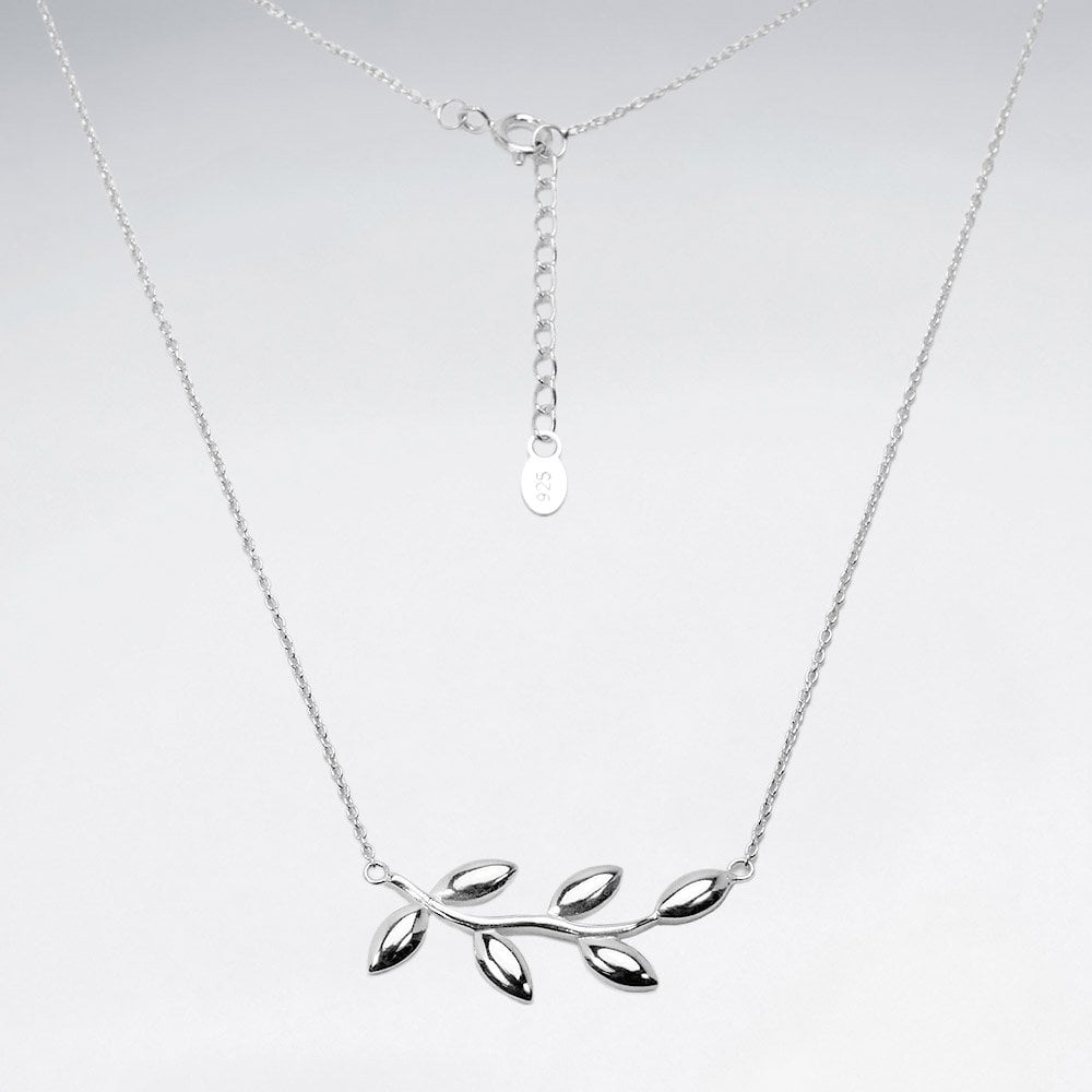 Sterling Silver Leaf Branch Necklace