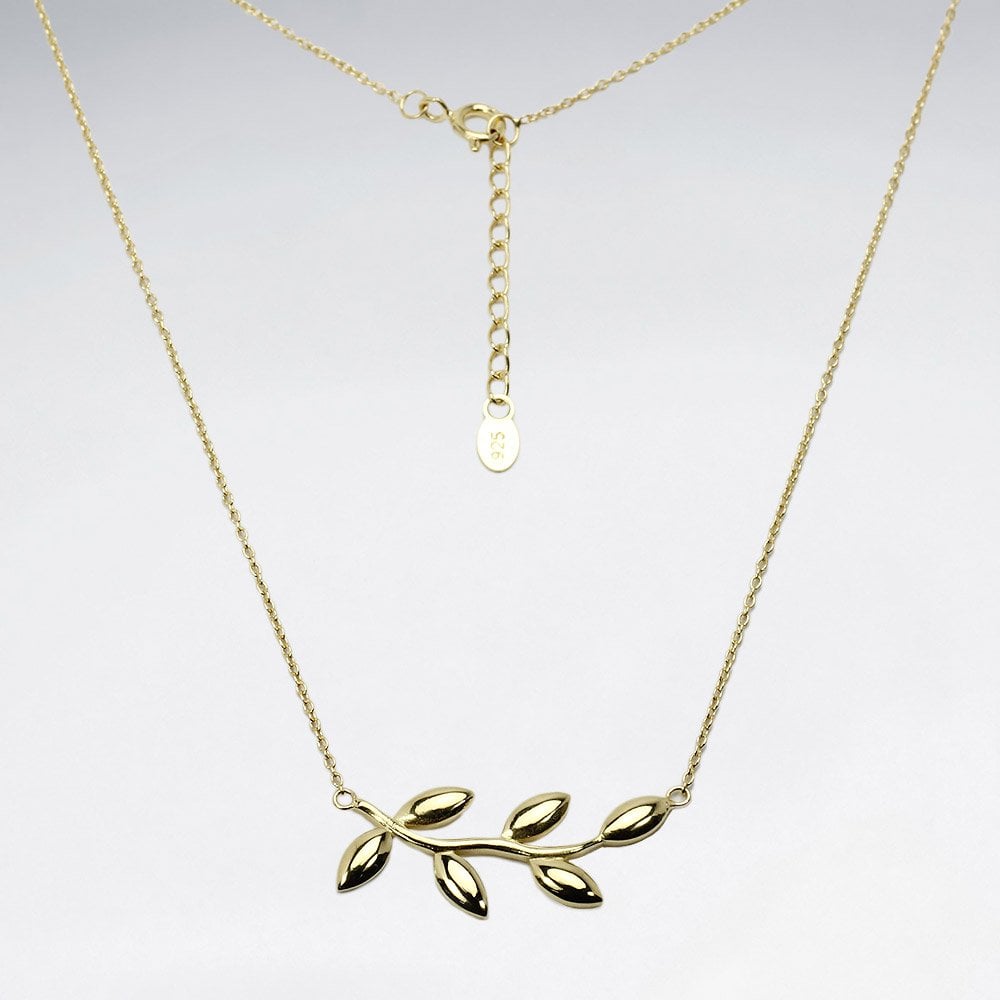 Sterling Silver Leaf Branch Necklace