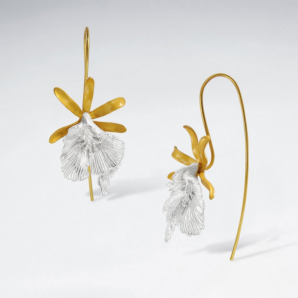 Sterling Silver Lily Blossom Hook Earrings