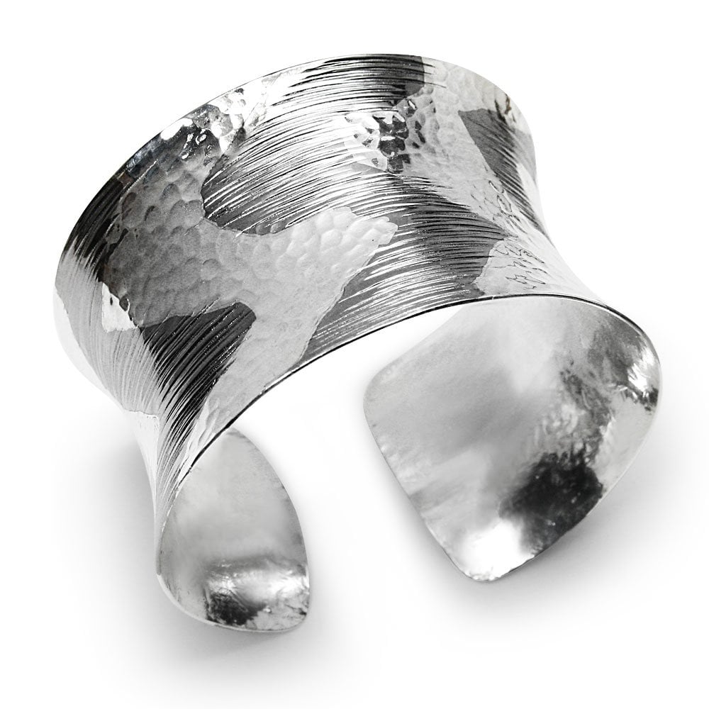 Two-Tone Artisan Open Hammered Bangle