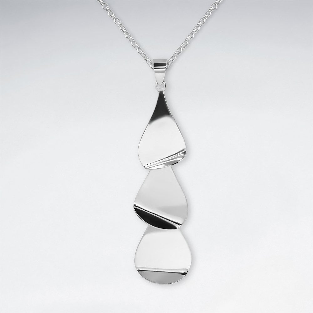 Sterling Silver Triple Drop Teardrop Pendant