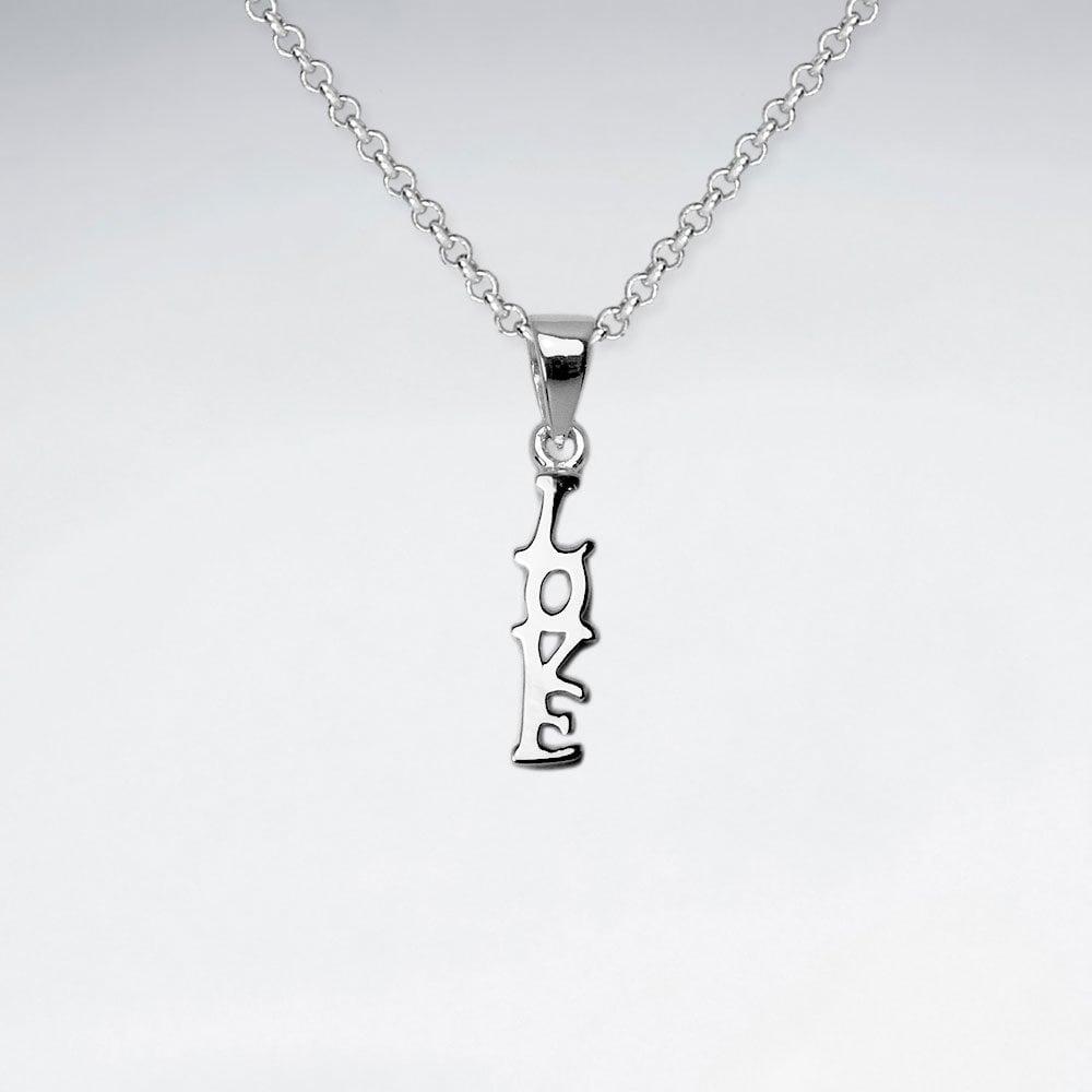 Sterling Silver Vertical "LOVE" Pendant