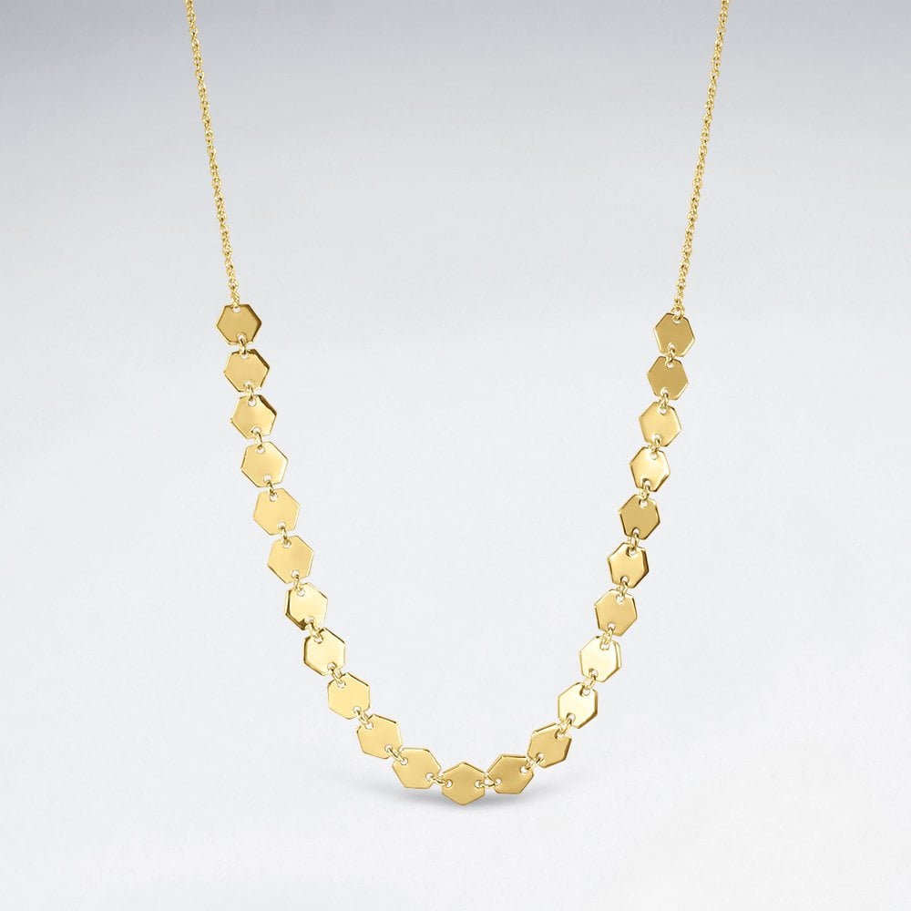 Geometric Sterling Silver Hexagon Necklace