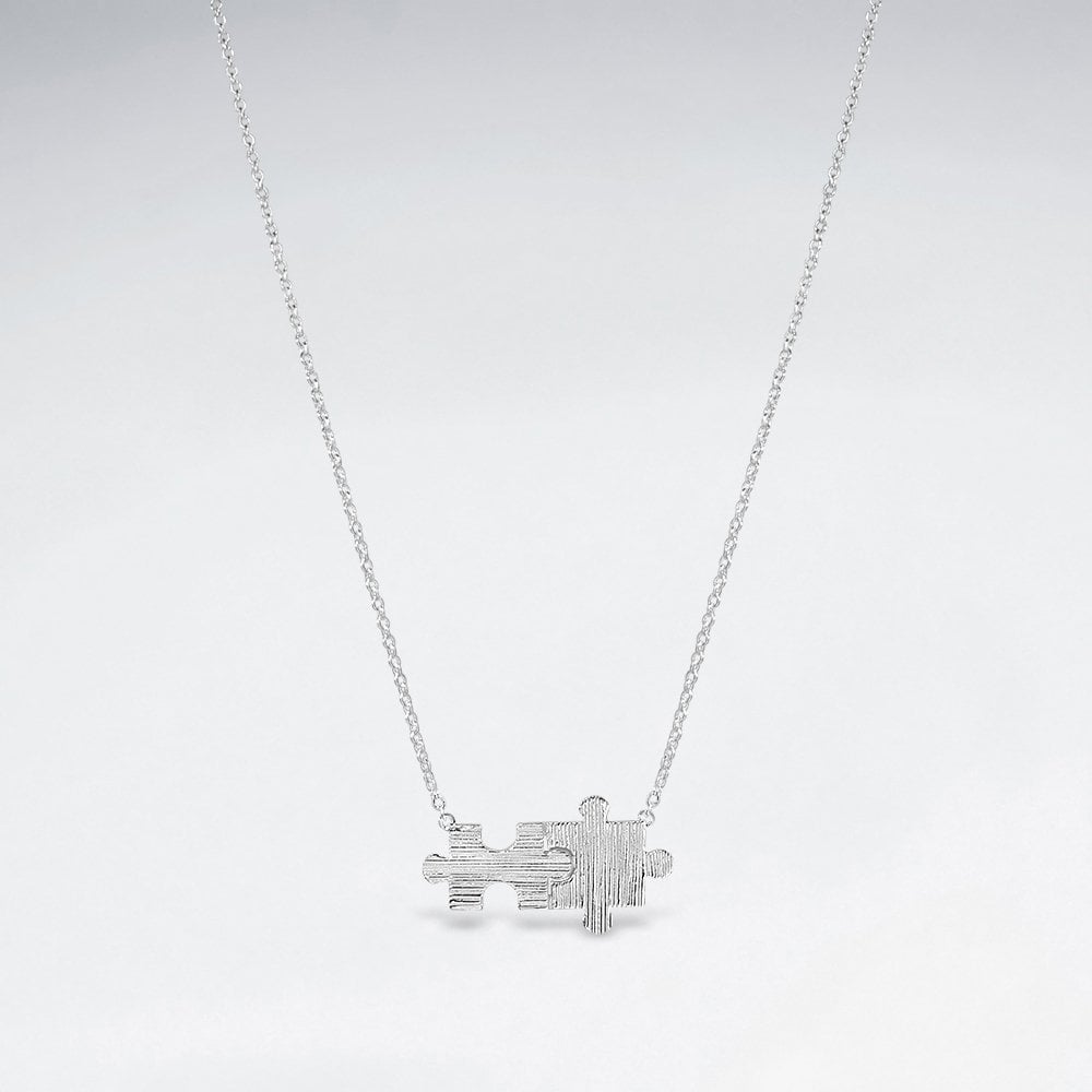 Sterling Silver Joined Puzzle Pieces Pendant
