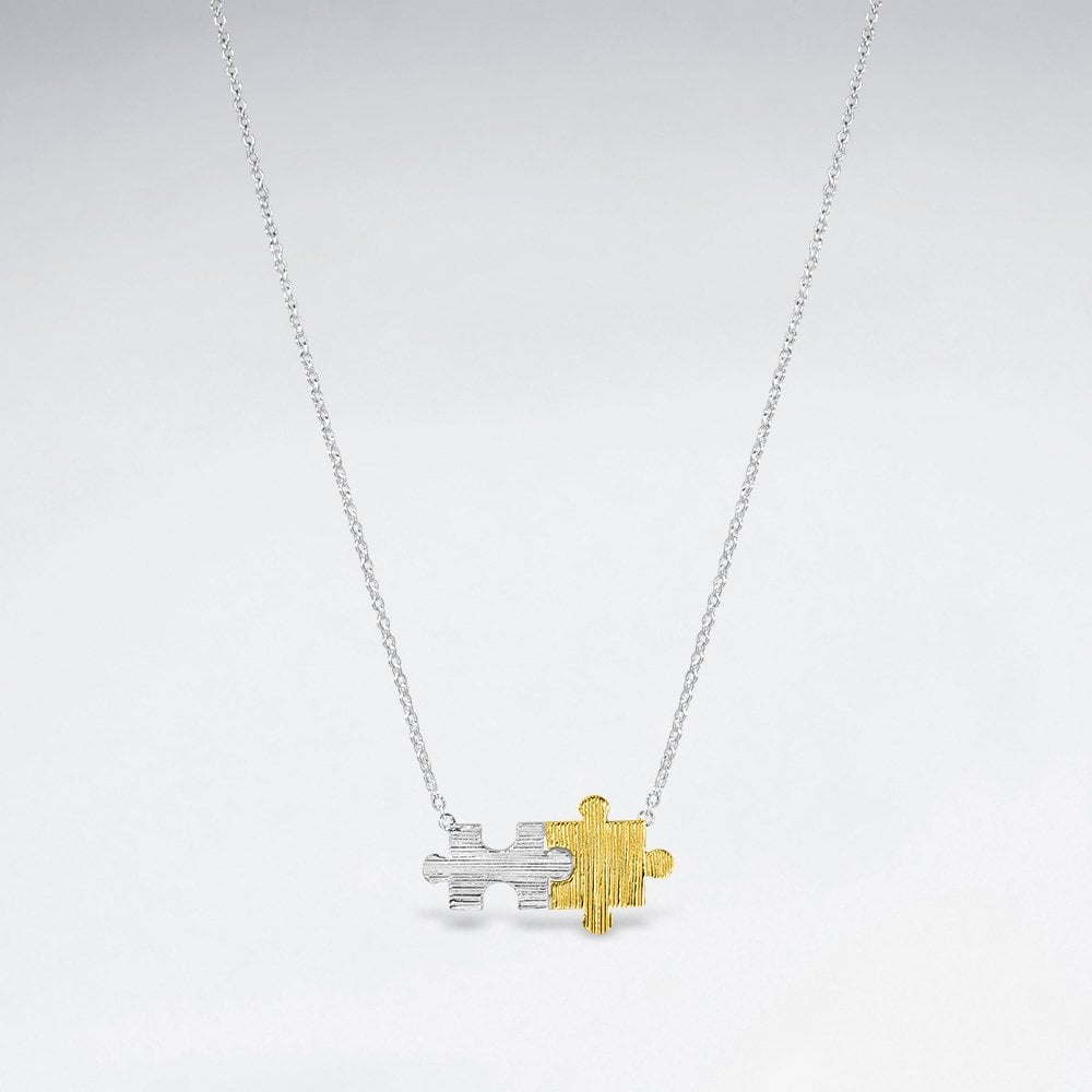 Sterling Silver Joined Puzzle Pieces Pendant