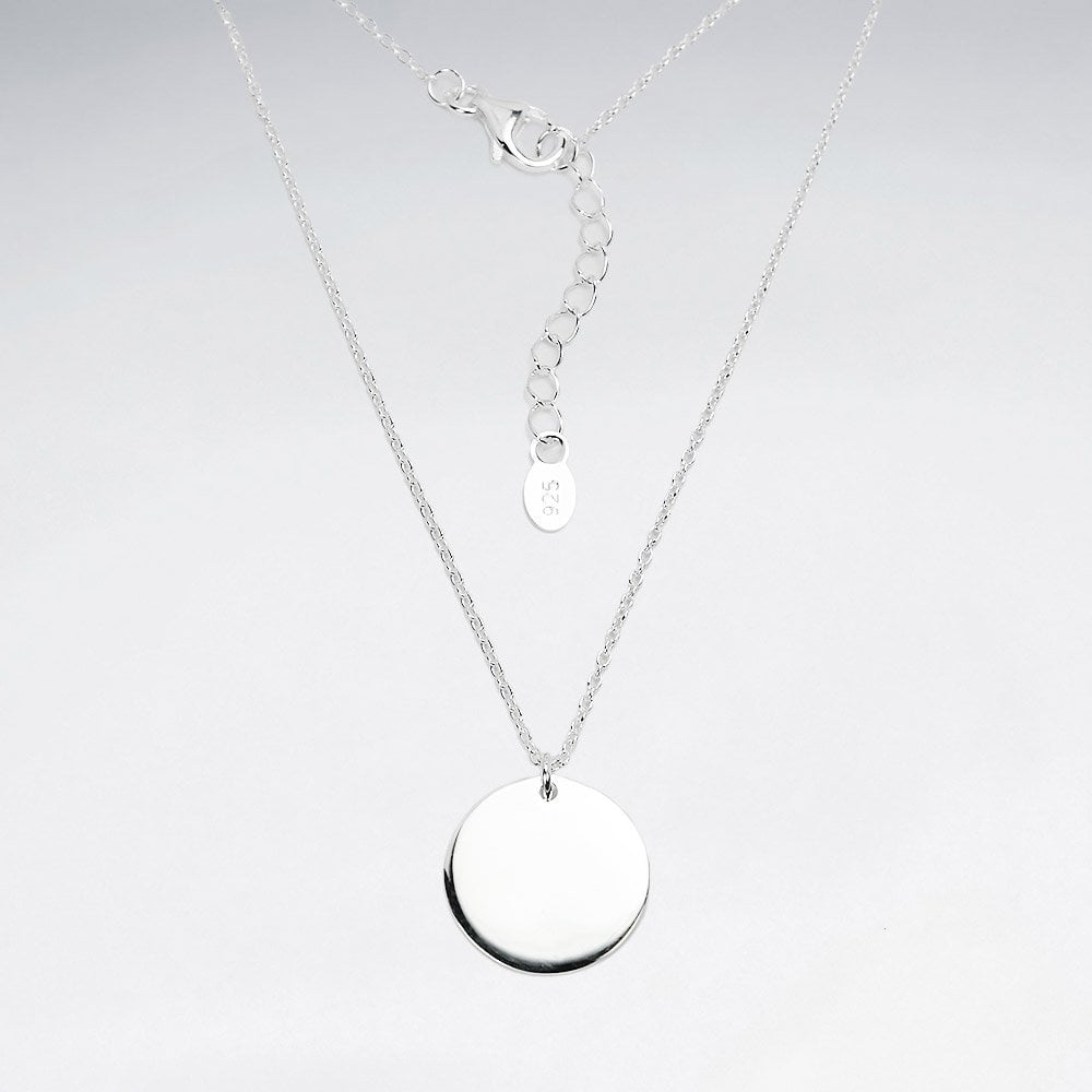 Silver Circle Silhouette Engravable Blank Tag Necklace